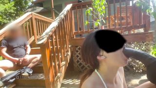 Cuckold: Cuck Paradise ! Jerking and Watching his girl as she tries to engorge my hard cock on the front porch. #2