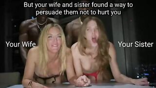 Cuckold Captions: Your wife and sister are paying your debt for you #4