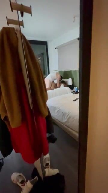 My Husband walked into the Hotel room and found me having fun