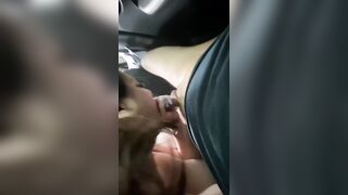 Cuckold: Making stranger cum fast while hubby fucks me in backseat #4