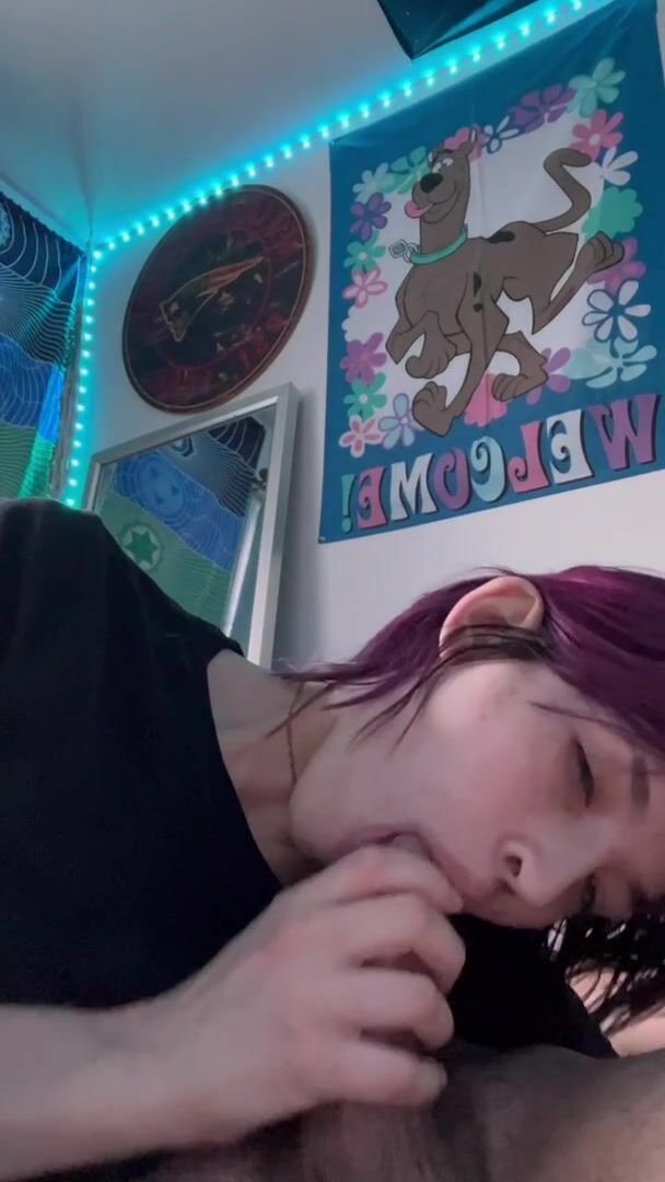 Gave my bull some sloppy head while I worshiped his cock in front of my boyfriend