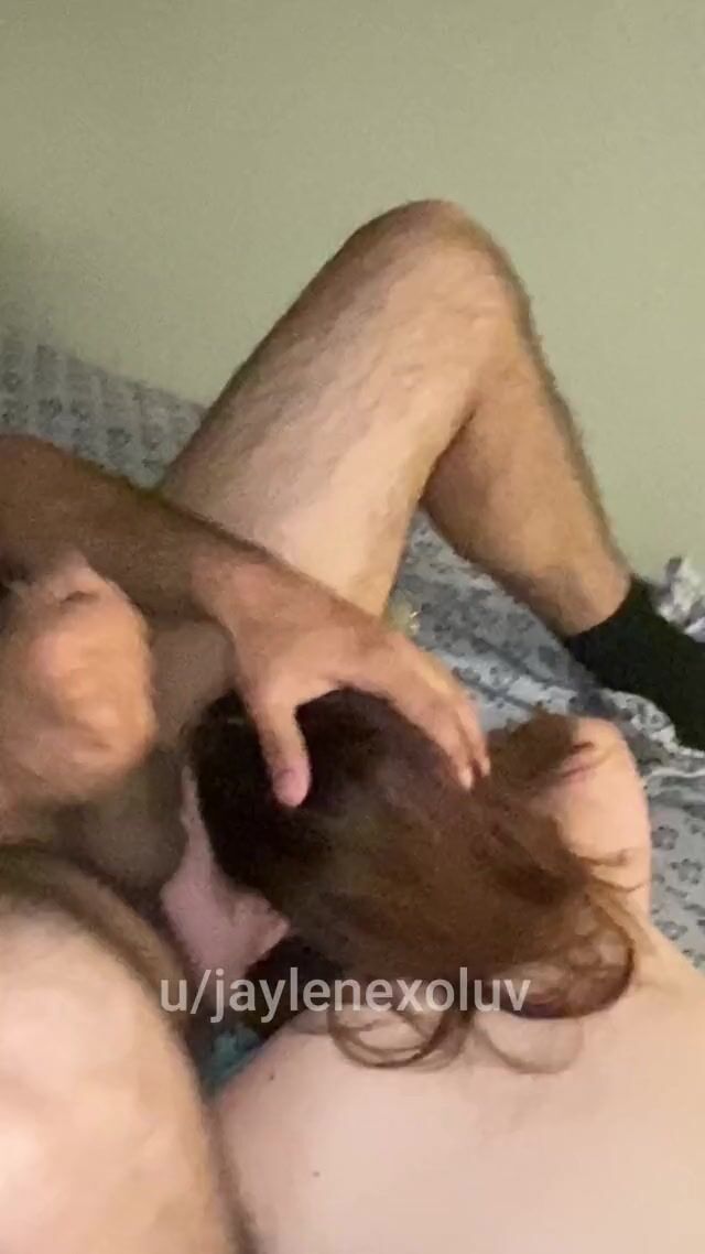 Eating my fan's ass while he cums all over my face in front of husband