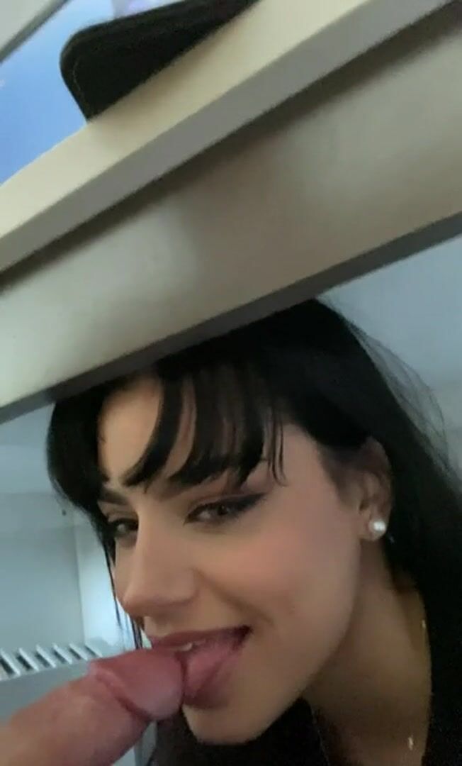 Colleague's wife gets under the table for some fun